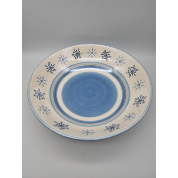 St. Nicholas Square WINTER FROST 12.5" Round 2.5 qt Serving Bowl Blue Snowflakes - Picture 11 of 12